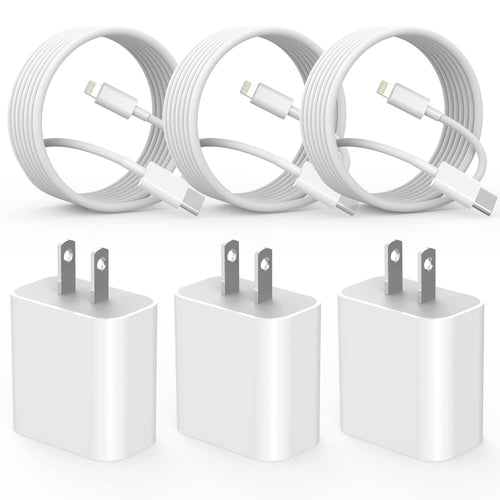 Quick charger for iPhone, iPhone charging cable, 3-pack iPhone charger for fast charging