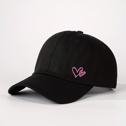 Printed Sequin Double-Heart Baseball Cap