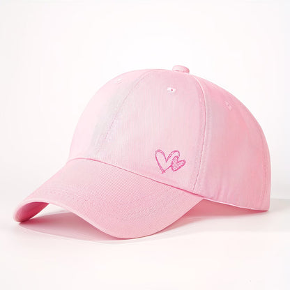 Printed Sequin Double-Heart Baseball Cap