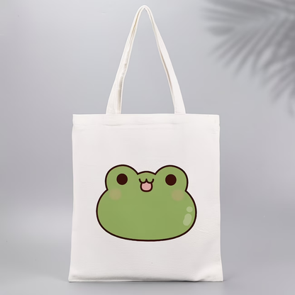 1 women's shoulder bag, frog patterned tote bag