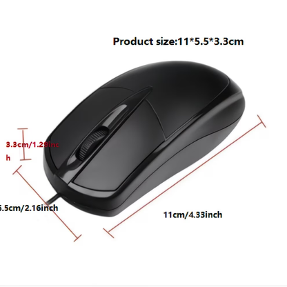 USB optical wired mouse, laptop, home office mouse, anti slip scroll wheel