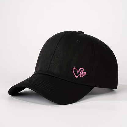 Printed Sequin Double-Heart Baseball Cap